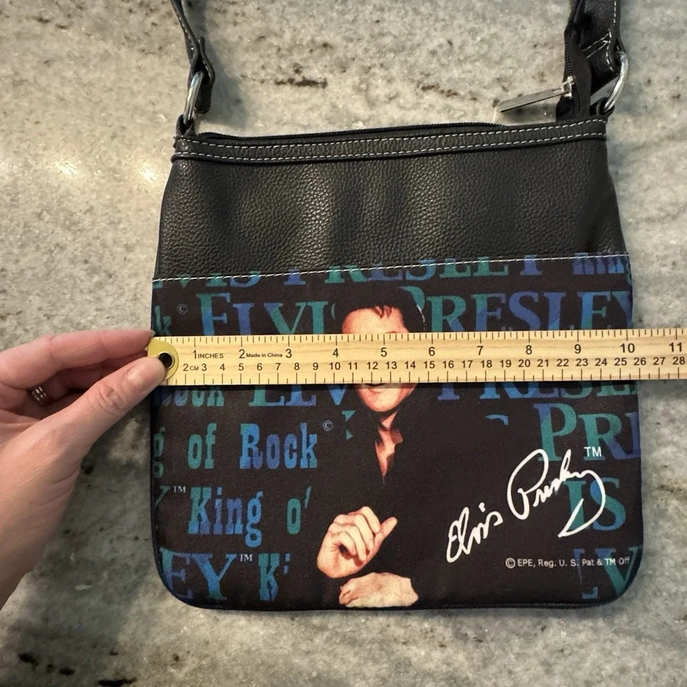Elvis Presley Crossbody Bag Faux Leather Messenger Purse Black Rock King Graphic